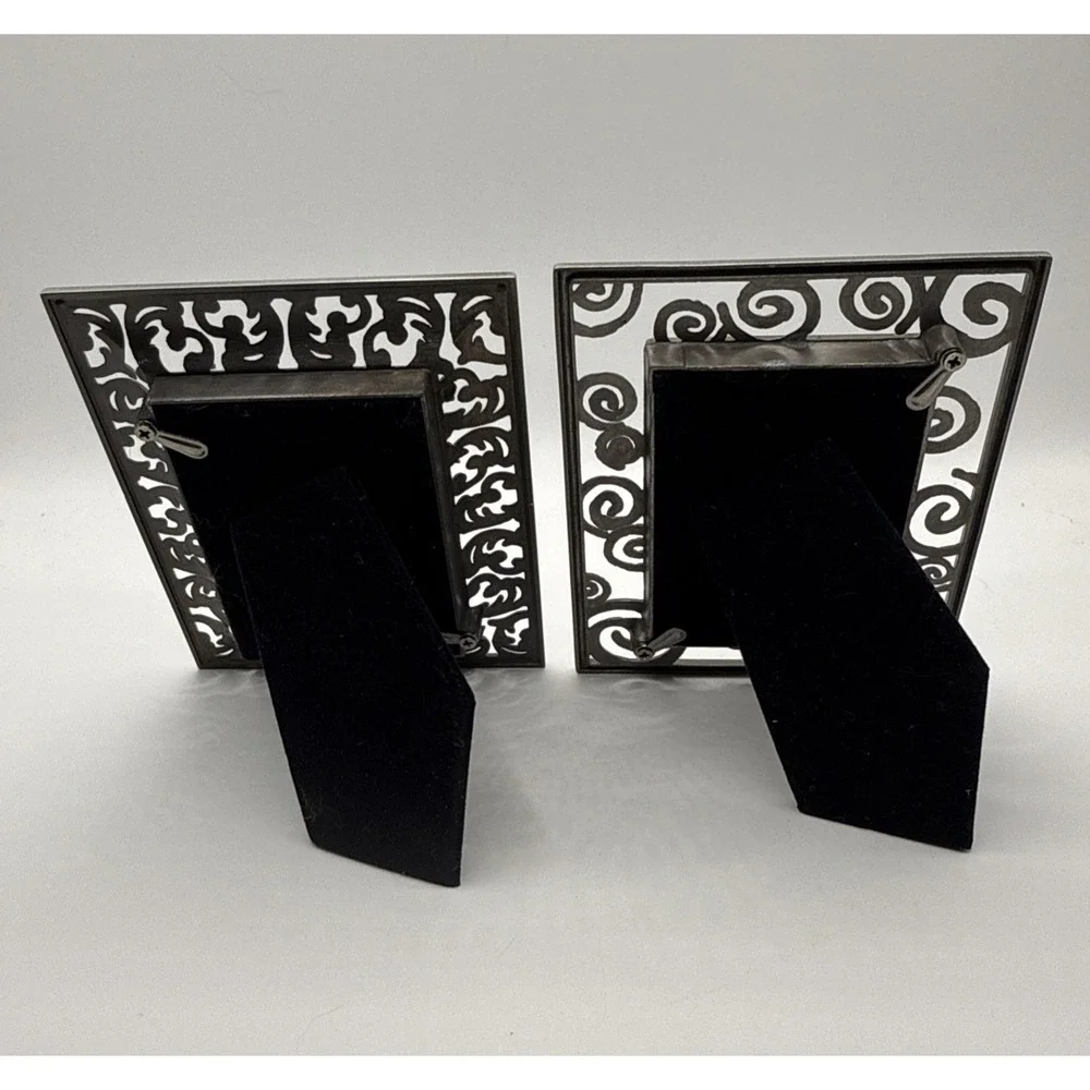 Hearthstone Metal Picture Frame Lot 2 Scrollwork Silver Tone 2x3 Photo Frames